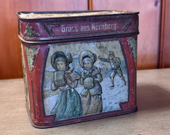 Antiek Duits "Gruss aus Nurnberg" snoepblik