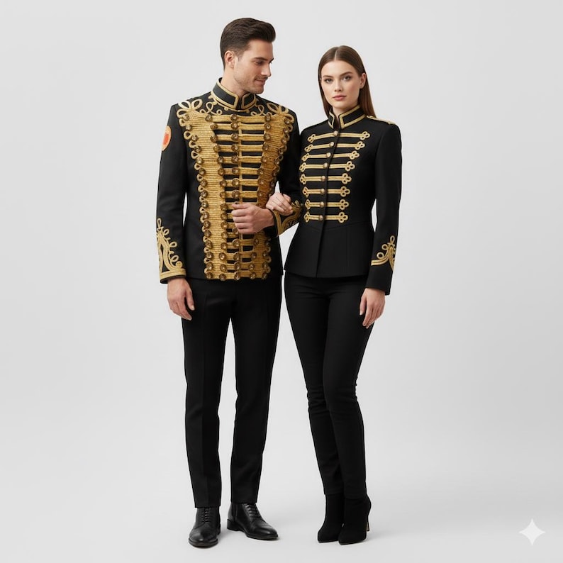 Michael Jackson Inspired Military Jacket – Black Gold Braided Wool Coat ...