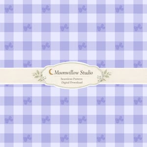 Lavender Bow Gingham Seamless Pattern Digital Paper, Purple Checkered Coquette Background, Pastel Bow Printable Scrapbook Paper