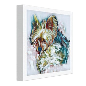 Sold by Artist Sleeping Yorkie 8x8 Gift Fine Art Abstract Print Gallery Wrapped Canvas Ready to Hang Yorkshire Terrier Lover Gifts