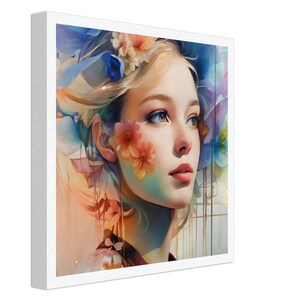 Canvas Print Beautiful Woman Girl Art Watercolor Gallery Wrapped No Frame Needed Ready to Hang Colorful Abstract Wall Decor Woman 8x8 12x12