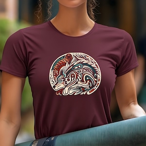 Wolf Dog Lover Gifts Spirit Animal Wolves Shaman Primitive Native Culture Indigenous Style Tshirts Unisex Crewneck T-shirt Gildan® 64000