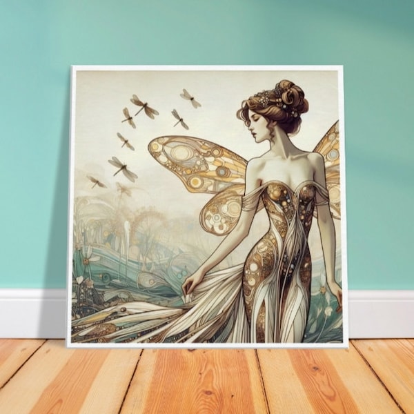 Sold by Artist Canvas Print Art Nouveau Fairy Princess #1 by J Wise Gallery Wrapped Watercolor Style Digital Art Beautiful Woman Earth Tones