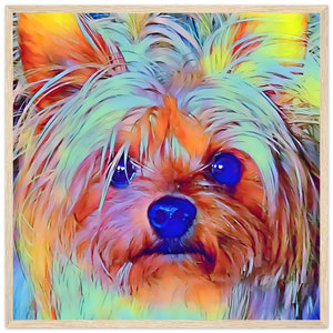 Wood Framed Abstract Art Yorkshire Terrier Puppy Dog Mom Dad Yorkie Lover Gift Premium Matte Paper Poster