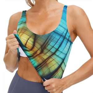 Yoga Sports Bra Fitness Lounge Wear Soft Stretchy Comfortable Tank Top Clothes Digital Design Blue Gold Turquoise Black Tie Dye Style
