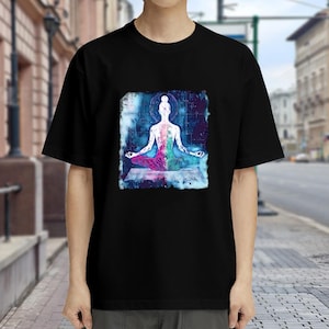 100% Baumwolle T-Shirt Yoga Chakras Kunst Kurzarm T-Shirt Atmungsaktiv Dochts dehnbar Athletisch Top Tshirt T-Shirt S-3XL 4XL 5XL Plus Größe