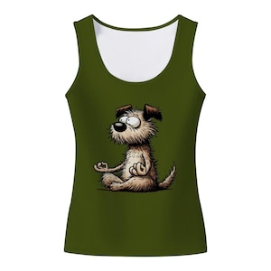 Cute Funny Yoga Dogs Dog Lover Mom Dad Yogi Gift Ideas Stretchy Gym Tank Top Tee Tshirt  Fitness Wear Clothes Shirt Workout T-shirt