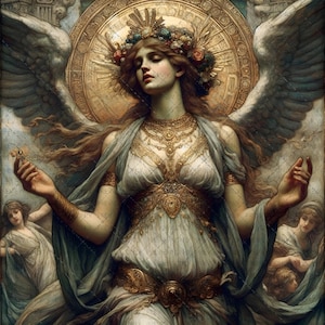 High 4k Resolution Commercial Use Allowed Printable Digital Download Guardian Angel Goddess Vintage Style Art by jWise Etsy Shop DIGITAL