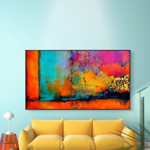 Earth Song | Nº 1 da Série | Arte Digital Abstrata Moderna Boho em Tons de Azul-petróleo e Rosa - Peça Única | Arte de Parede Colorida para Imprimir em Alta Resolução 8K | jWise