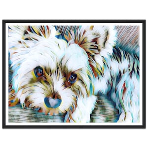 Sold by Artist XL Print Yorkie Yorkshire Terrier Puppy Dog Mom Dad Gift by jWise Premium Matte Paper Wooden Framed Poster