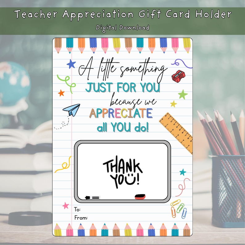 Teacher Appreciation Gift Card Holder Printable (instant Download) - Etsy