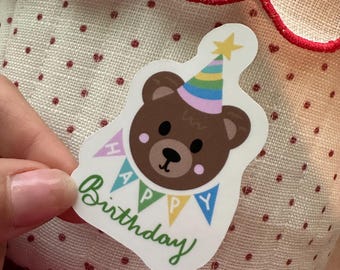 Happy Birthday Bear Die Cut Sticker