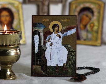 6.3 Inches Wooden Orthodox Icon, Archangel Gabriel Icon, Christian Icon