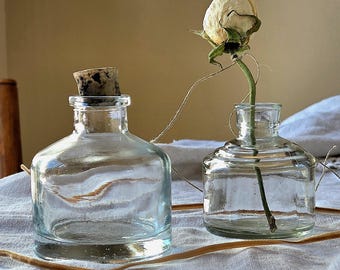 Bouteille d'encre en verre historique | Vase bourgeon | Décoration de la salle d'étude