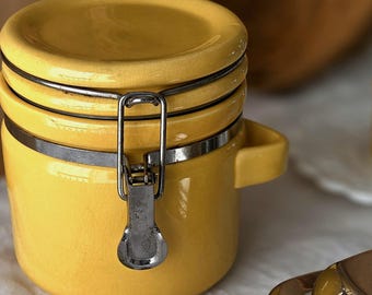 Glazed Stoneware Canister - Tea Storage Crock with Latch Close