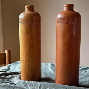 Old World Stoneware Ceramic Bottle | 19th c. Dutch Antique Gin Bottles