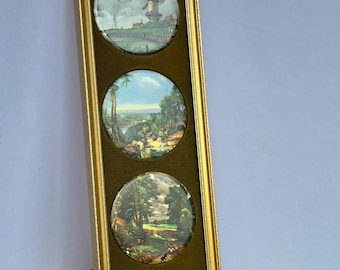 English Cottage Core Framed Ceramic Art - Transferware Made in England - Staffordshire "Old Masters" Series