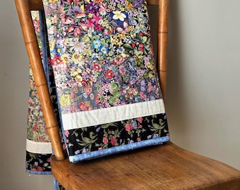 Floral Patchwork Quilt Throw - Reversible Quilt in Colorwash Design