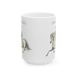Rustic Mug with Introverted Horse Rider Art - "I Must Go" Vintage Illustration image 9