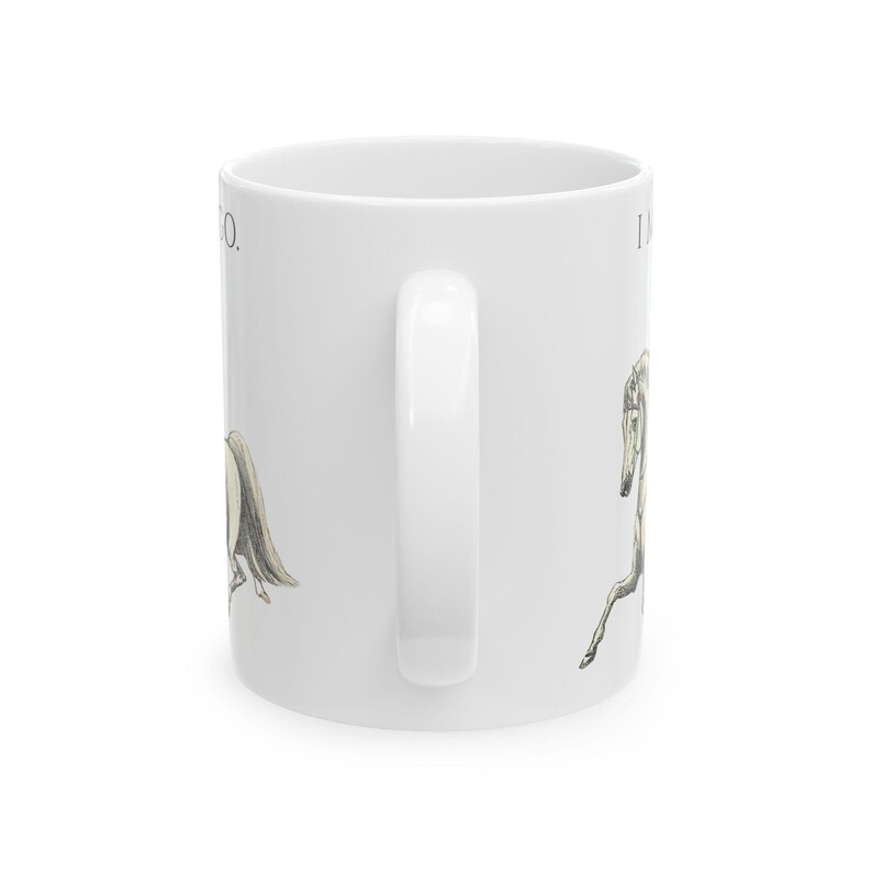 Rustic Mug with Introverted Horse Rider Art - "I Must Go" Vintage Illustration image 4