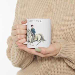 Rustic Mug with Introverted Horse Rider Art - "I Must Go" Vintage Illustration image 7