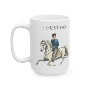 Rustic Mug with Introverted Horse Rider Art - "I Must Go" Vintage Illustration image 11