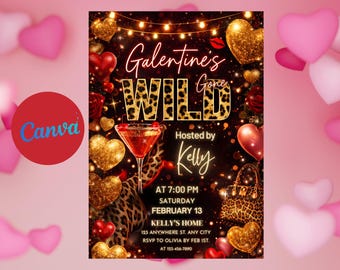 Cheetah Galentine's Party Invitation: Leopard Print (Digital Download)
