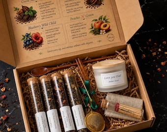 Father's Day Tea Gift Box | Chai Loose Leaf Set with Candle & Infuser | Cozy Chai Lover Gift, Ready to Gift