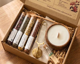 Birthday Tea Gift Box for Women | Herbal Tea, Tea Infuser & Candle Gift Set
