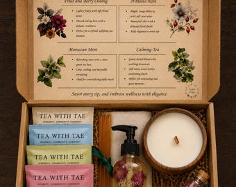 Spa Gift Box for Women | Self Care Package with Herbal Tea, Candle & Body Oil