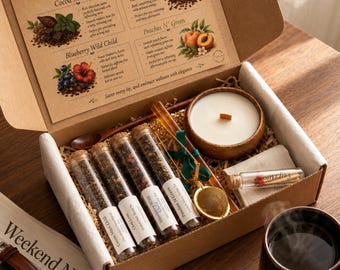 Father's Day Gift Box | Bold Chai Loose Leaf Tea, Candle, Infuser & Card | Cozy Chai Lover Tea Gift Set