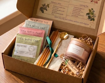 Thank You Gift Box for Women | Herbal Tea, Honey & Candle Self Care Gift Set