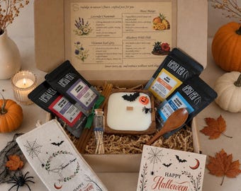 Halloween Tea Gift Box, Loose Leaf Tea, Soy Candle And Honey Sticks
