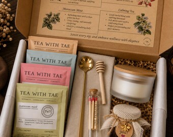 Thinking of You Gift Box | Herbal Tea, Honey & Candle Comfort Care Package | Just Because Wellness Gift