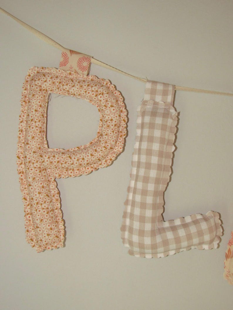 Puff Banner Sewn Cotton Puff Letter Banner, Playroom Decor, Scalloped Fabric ...