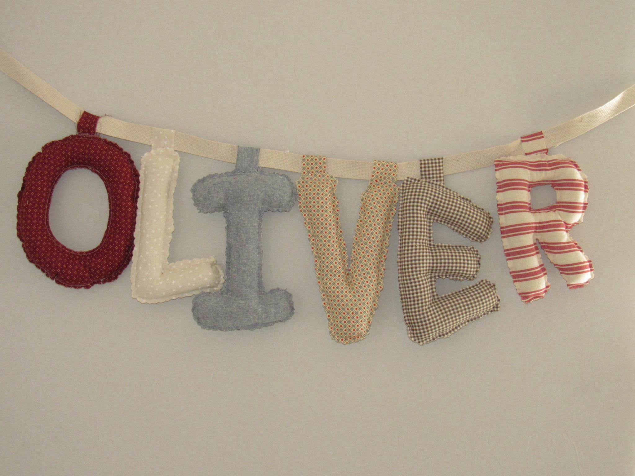 Puff Banner Puff Letter Name Banner, Handmade Cotton Nursery Decor, Scalloped Edges ...