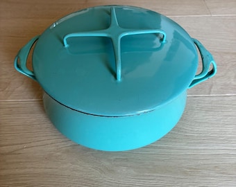Vintage Dansk Kobenstyle Turquoise 4 Qt Dutch Oven Jens Quistgaard MCM 1960s 8.5
