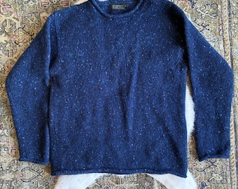 Jersey de lana Donegal para hombre, talla L, de Blarney Woollen Mills, color azul marino, fabricado en Irlanda.