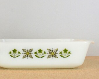 Fire King 1 Qt Loaf Pan Casserole Baking Dish, Anchor Hocking Meadow Green