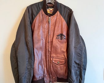 Vintage 1980s Harley Davidson HOG Genuine Leather Bomber Motorcycle Jacket, Two Available Size L, Size M