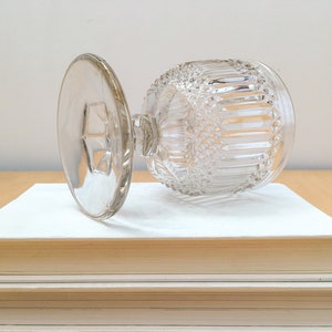 Vintage 5.5 Ribbed Compote, Clear Pressed Glass Footed Pedestal Bowl Apothecary Candy Dish image 6