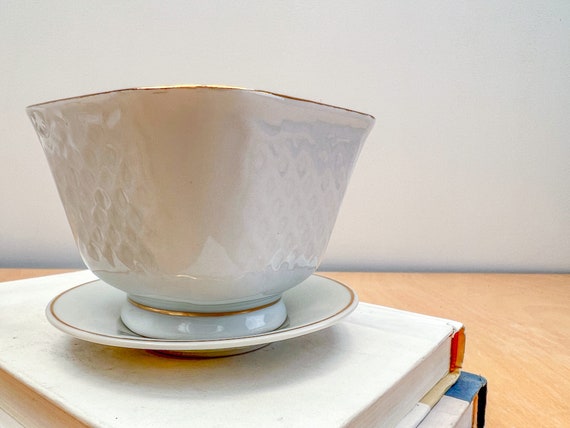 Small Vintage Trinket Dish Set, White Porcelain w… - image 2