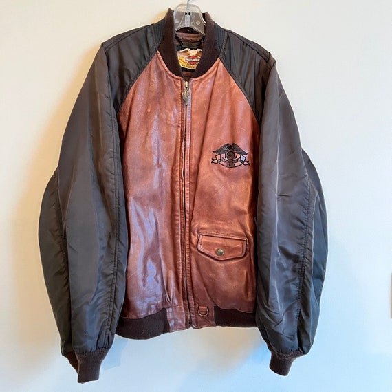 ジャケット・アウター 80s Harley-Davidson leather bomber jkt Vintage 1980s Harley Davidson Leather Bomber Motorcycle Jacket