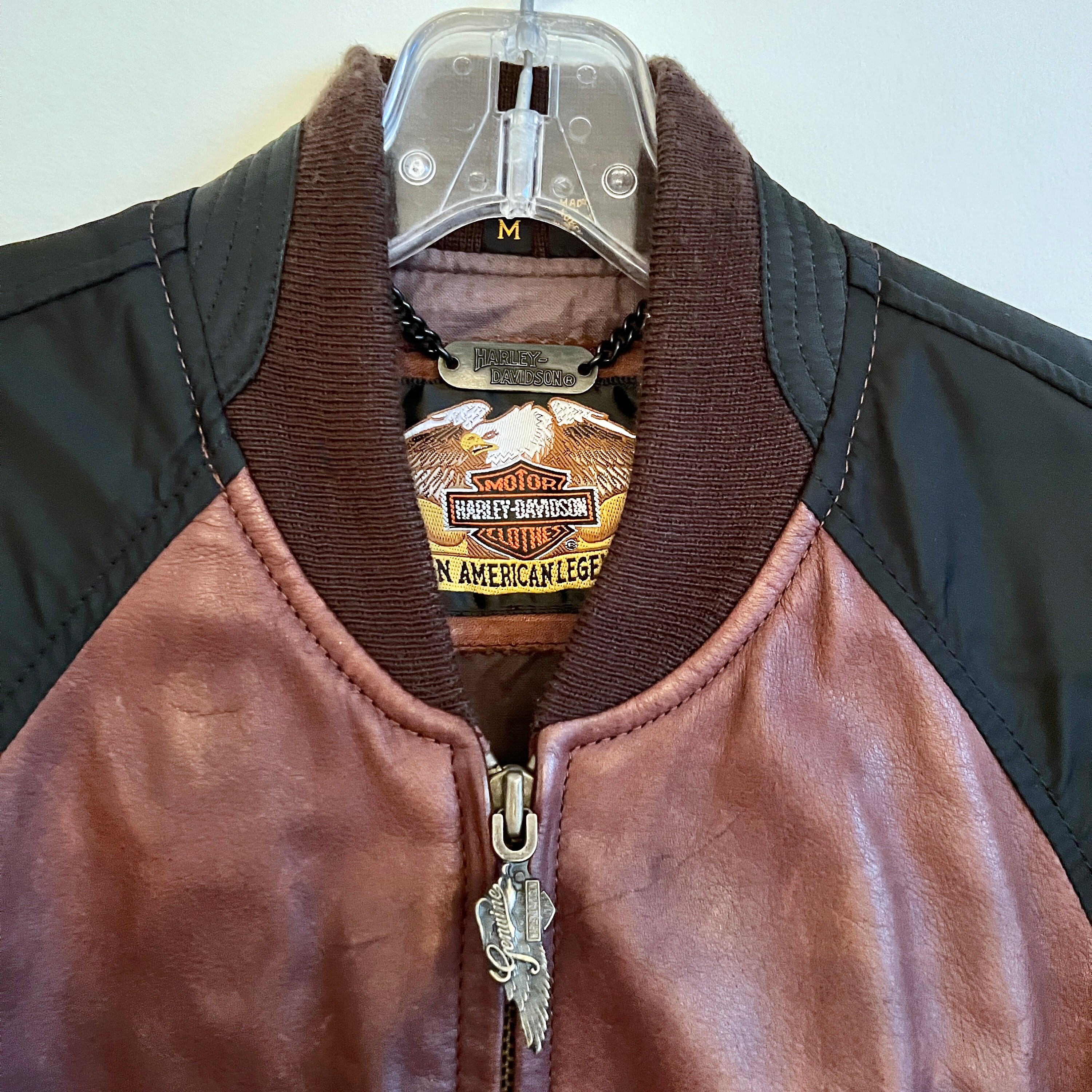 Vintage 1980s Harley Davidson Leather Bomber Motorcycle Jacket 