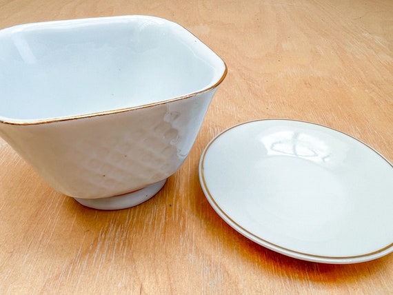 Small Vintage Trinket Dish Set, White Porcelain w… - image 7