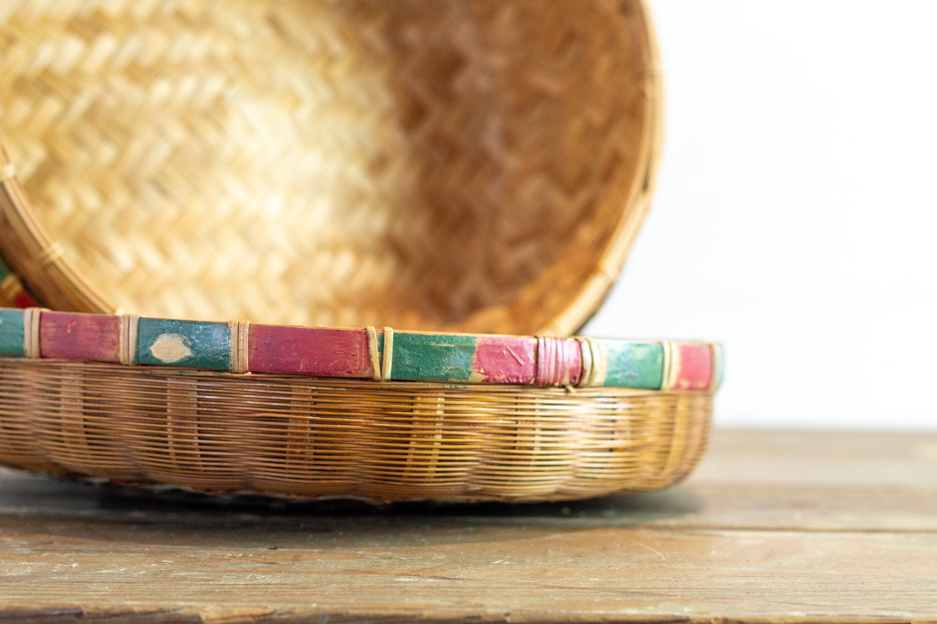 Cesta de mimbre vintage tejida a mano africana con tapa Etsy