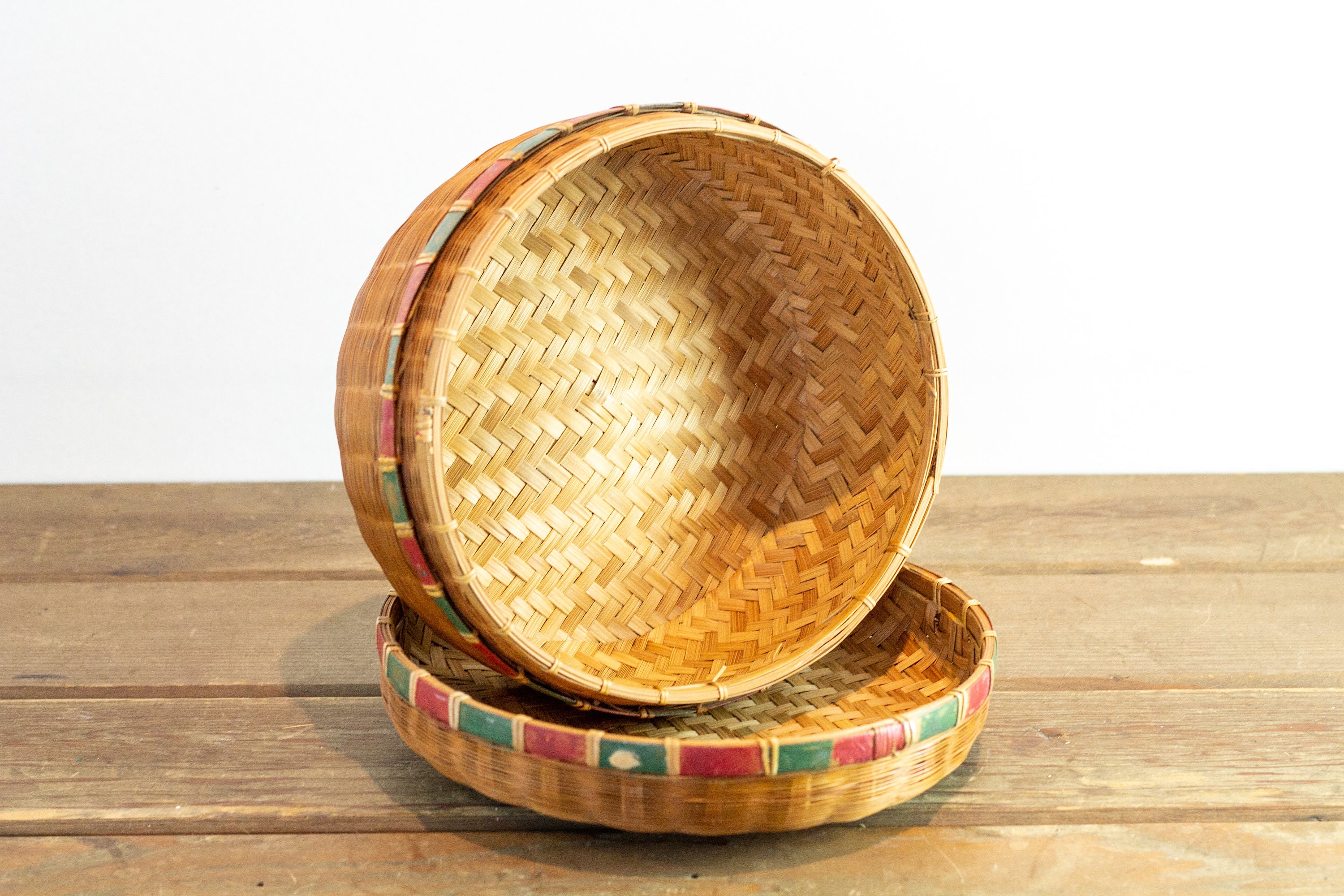 Cesta de mimbre vintage tejida a mano africana con tapa Etsy