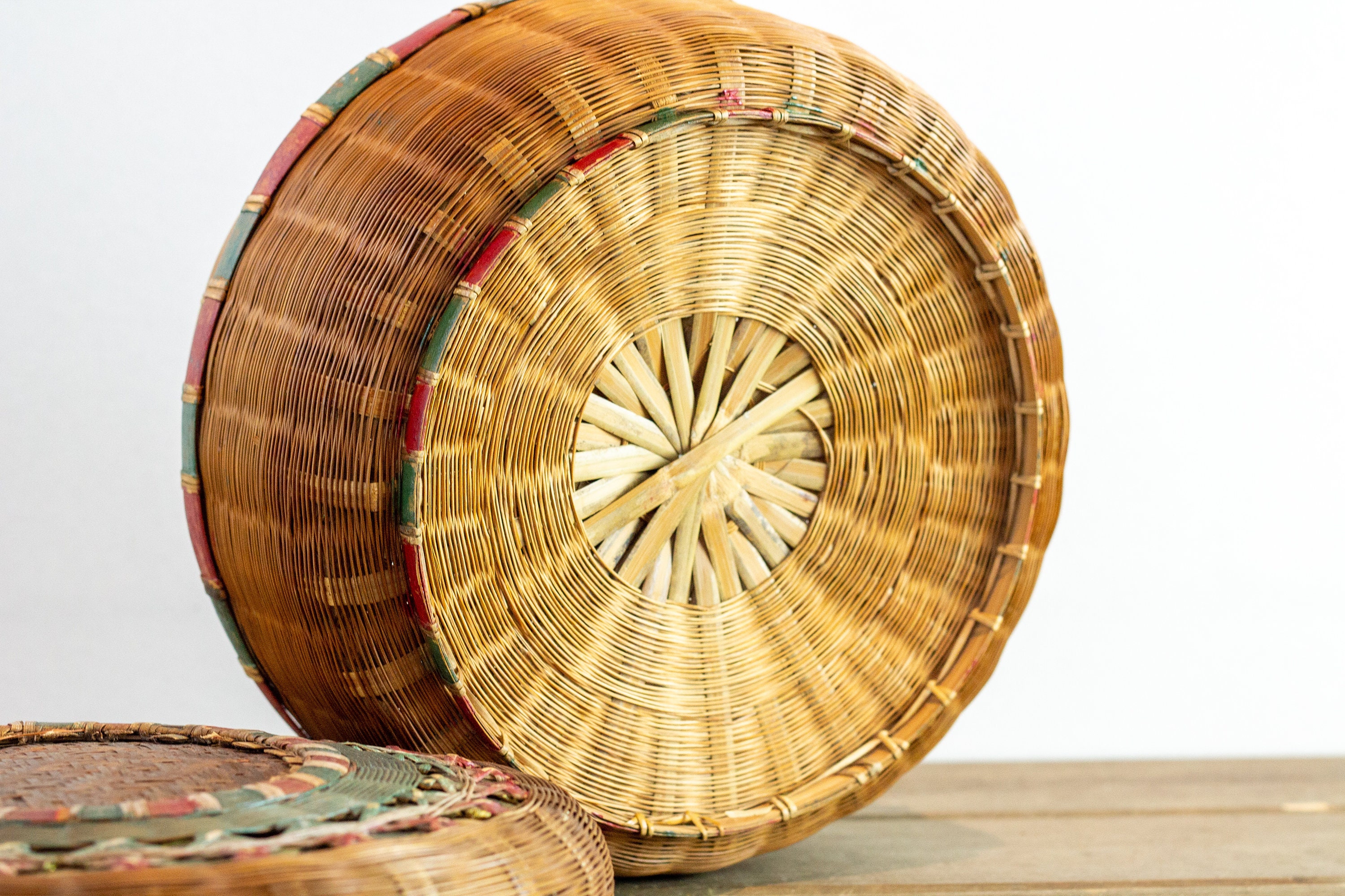 Cesta de mimbre vintage tejida a mano africana con tapa Etsy