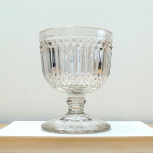 Vintage 5.5 Ribbed Compote, Clear Pressed Glass Footed Pedestal Bowl Apothecary Candy Dish image 1