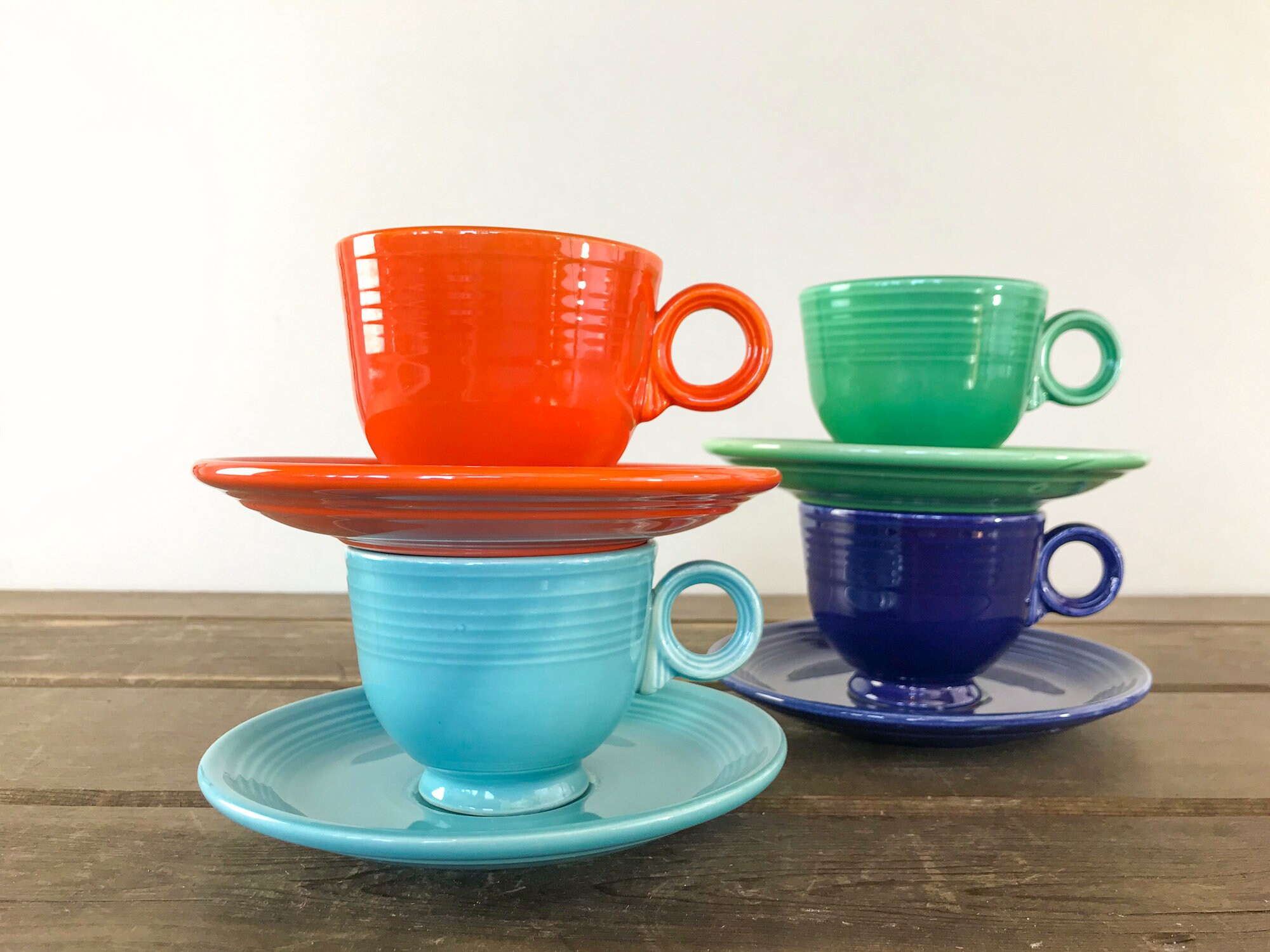 Fiestaware Teacup & Saucer Set VINTAGE 1940s Original Colors Etsy